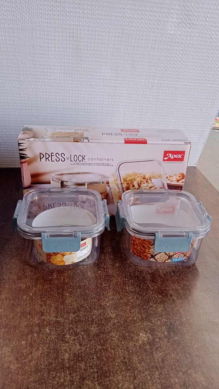 Apex Press N’ Lock Airtight Food Storage Container Set (2Pc/450ml) Approx Apex Press N’ Lock Airtight Food Storage Container Set (2Pc/450ml) Approx